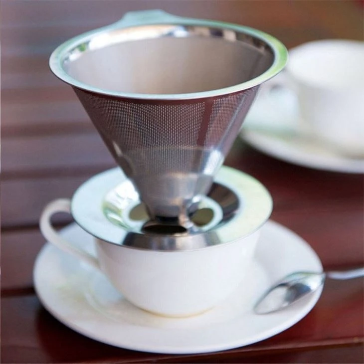 Stainless Steel Pour Over Coffee Dripper Mesh Filter With Cup Stand